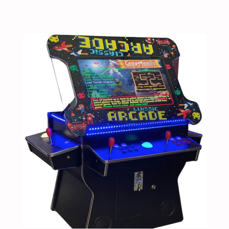 4 Player Lift Up Arcade Machine | Commercial Grade | 3505 Classic Games | 26.5" Screen | 3 Trackballs | 2 Stools | BLK